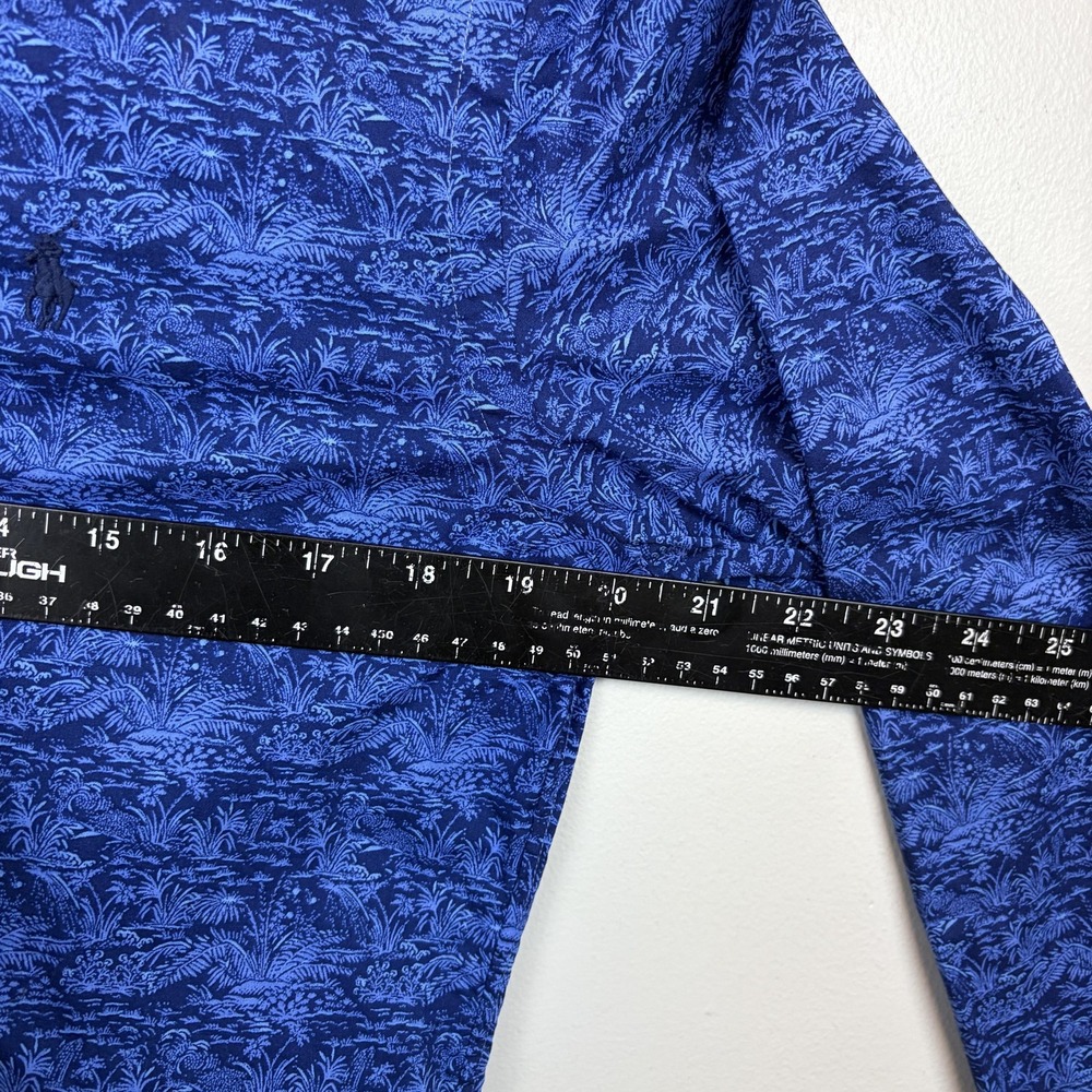 Ralph Lauren Shirt Mens Medium Blue Slim Fit Button Down Tropical Print Casual - Picture 6 of 9